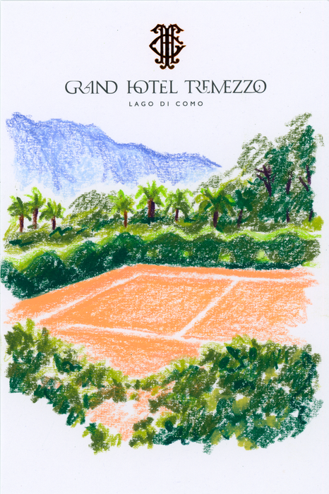 Original Drawing Clay Tennis Court Grand Hotel Tremezzo
