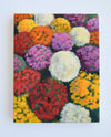 Original oil painting of colorful chrysanthemums on canvas