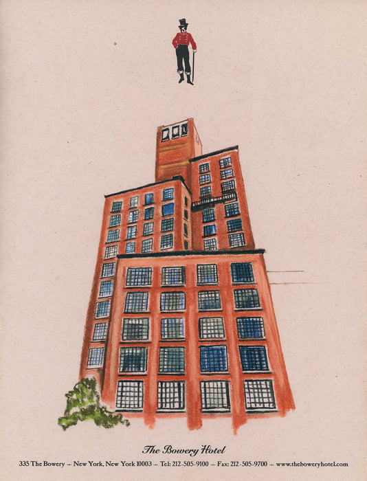 "The Bowery Hotel" Framed Original Drawing