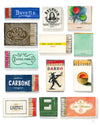 Framed custom matchbook art print with restaurant and hotel matchbooks